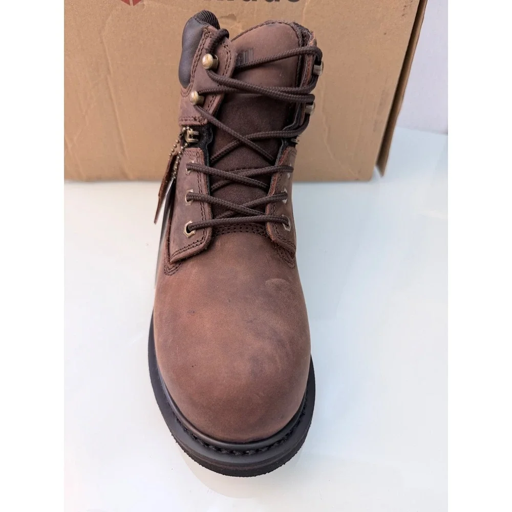 Dinggu Steel Toe Work Boots Brown Leather Puncture Resistant Safety Shoes Sz 7